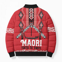 Toitu Te Tiriti Waitangi Bomber Puffer Jacket Red Wharenui House LT9 - Polynesian Pride