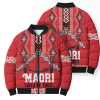 Toitu Te Tiriti Waitangi Bomber Puffer Jacket Red Wharenui House LT9 - Polynesian Pride