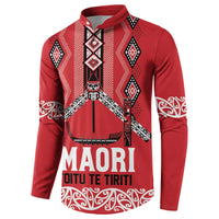 Toitu Te Tiriti Waitangi Button Sweatshirt Red Wharenui House LT9 - Polynesian Pride