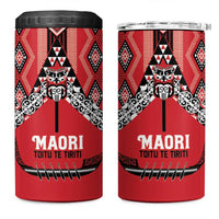 Toitu Te Tiriti Waitangi 4 in 1 Can Cooler Tumbler Red Wharenui House - Polynesian Pride