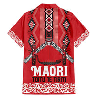 Toitu Te Tiriti Waitangi Family Matching Long Sleeve Bodycon Dress and Hawaiian Shirt Red Wharenui House - Polynesian Pride