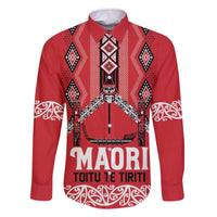 Toitu Te Tiriti Waitangi Family Matching Off The Shoulder Long Sleeve Dress and Hawaiian Shirt Red Wharenui House - Polynesian Pride