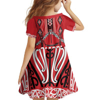 Toitu Te Tiriti Waitangi Family Matching Off Shoulder Maxi Dress and Hawaiian Shirt Red Wharenui House - Polynesian Pride