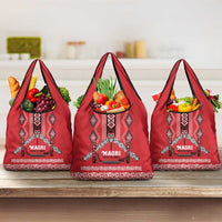 Toitu Te Tiriti Waitangi Grocery Bag Red Wharenui House - Polynesian Pride