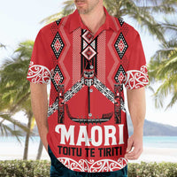 Toitu Te Tiriti Waitangi Hawaiian Shirt Red Wharenui House - Polynesian Pride