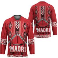 Toitu Te Tiriti Waitangi Hockey Jersey Red Wharenui House - Polynesian Pride