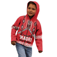 Toitu Te Tiriti Waitangi Kid Hoodie Red Wharenui House - Polynesian Pride