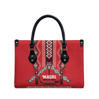 Toitu Te Tiriti Waitangi Leather Bag Red Wharenui House - Polynesian Pride