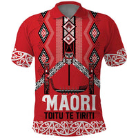 Toitu Te Tiriti Waitangi Polo Shirt Red Wharenui House LT9 Red - Polynesian Pride