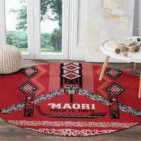 Toitu Te Tiriti Waitangi Round Carpet Red Wharenui House LT9 - Polynesian Pride