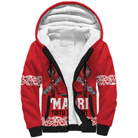 Toitu Te Tiriti Waitangi Sherpa Hoodie Red Wharenui House - Polynesian Pride