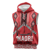 Toitu Te Tiriti Waitangi Sleeveless Hoodie Red Wharenui House LT9 Red - Polynesian Pride