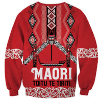 Toitu Te Tiriti Waitangi Sweatshirt Red Wharenui House LT9 - Polynesian Pride