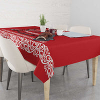 Toitu Te Tiriti Waitangi Tablecloth Red Wharenui House - Polynesian Pride