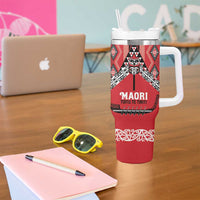 Toitu Te Tiriti Waitangi Tumbler With Handle Red Wharenui House - Polynesian Pride