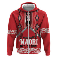 Toitu Te Tiriti Waitangi Zip Hoodie Red Wharenui House LT9 Zip Hoodie Red - Polynesian Pride