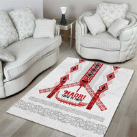 Toitu Te Tiriti Waitangi Area Rug White Wharenui House - Polynesian Pride