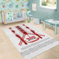 Toitu Te Tiriti Waitangi Area Rug White Wharenui House - Polynesian Pride