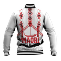 Toitu Te Tiriti Waitangi Baseball Jacket White Wharenui House LT9 - Polynesian Pride