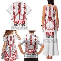 Toitu Te Tiriti Waitangi Family Matching Tank Maxi Dress and Hawaiian Shirt White Wharenui House - Polynesian Pride