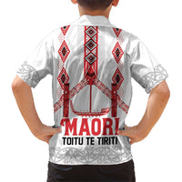 Toitu Te Tiriti Waitangi Kid Hawaiian Shirt White Wharenui House - Polynesian Pride