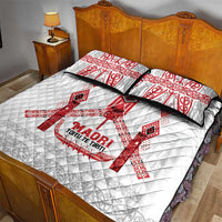 Toitu Te Tiriti Waitangi Quilt Bed Set White Wharenui House - Polynesian Pride