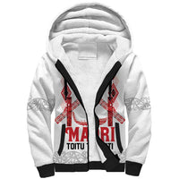 Toitu Te Tiriti Waitangi Sherpa Hoodie White Wharenui House - Polynesian Pride