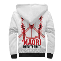 Toitu Te Tiriti Waitangi Sherpa Hoodie White Wharenui House - Polynesian Pride