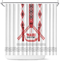 Toitu Te Tiriti Waitangi Shower Curtain White Wharenui House LT9 white - Polynesian Pride