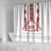 Toitu Te Tiriti Waitangi Shower Curtain White Wharenui House LT9 - Polynesian Pride