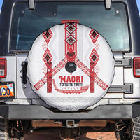 Toitu Te Tiriti Waitangi Spare Tire Cover White Wharenui House - Polynesian Pride