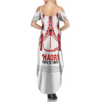 Toitu Te Tiriti Waitangi Summer Maxi Dress White Wharenui House - Polynesian Pride