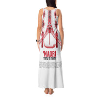 Toitu Te Tiriti Waitangi Tank Maxi Dress White Wharenui House LT9 - Polynesian Pride