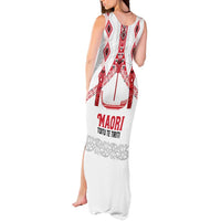 Toitu Te Tiriti Waitangi Tank Maxi Dress White Wharenui House LT9 - Polynesian Pride