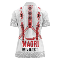 Toitu Te Tiriti Waitangi Women Polo Shirt White Wharenui House LT9 - Polynesian Pride