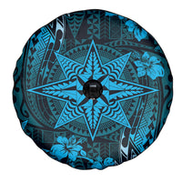 Vintage Tonga Tribal Ngatu Pattern Spare Tire Cover With Pacific Floral Aqua Art LT9 - Polynesian Pride