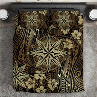 Vintage Tonga Tribal Ngatu Pattern Bedding Set With Pacific Floral Brown Art LT9 Brown - Polynesian Pride