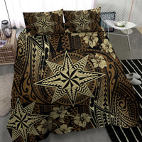 Vintage Tonga Tribal Ngatu Pattern Bedding Set With Pacific Floral Brown Art LT9 - Polynesian Pride