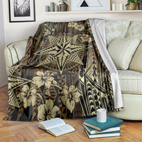 Vintage Tonga Tribal Ngatu Pattern Blanket With Pacific Floral Brown Art LT9 Brown - Polynesian Pride