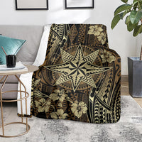Vintage Tonga Tribal Ngatu Pattern Blanket With Pacific Floral Brown Art LT9 - Polynesian Pride