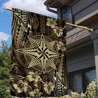 Vintage Tonga Tribal Ngatu Pattern Garden Flag With Pacific Floral Brown Art LT9 - Polynesian Pride
