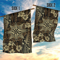Vintage Tonga Tribal Ngatu Pattern Garden Flag With Pacific Floral Brown Art LT9 - Polynesian Pride