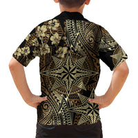 Vintage Tonga Tribal Ngatu Pattern Hawaiian Shirt With Pacific Floral Brown Art LT9 - Polynesian Pride