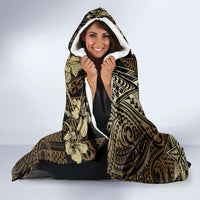 Vintage Tonga Tribal Ngatu Pattern Hooded Blanket With Pacific Floral Brown Art LT9 - Polynesian Pride