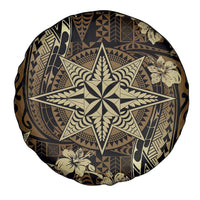 Vintage Tonga Tribal Ngatu Pattern Spare Tire Cover With Pacific Floral Brown Art LT9 - Polynesian Pride