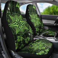 Vintage Tonga Tribal Ngatu Pattern Car Seat Cover With Pacific Floral Lime Green Art LT9 - Polynesian Pride