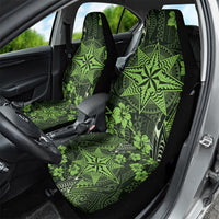 Vintage Tonga Tribal Ngatu Pattern Car Seat Cover With Pacific Floral Lime Green Art LT9 - Polynesian Pride