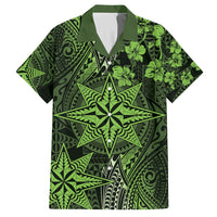 Vintage Tonga Tribal Ngatu Pattern Hawaiian Shirt With Pacific Floral Lime Green Art LT9 Lime Green - Polynesian Pride