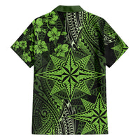 Vintage Tonga Tribal Ngatu Pattern Hawaiian Shirt With Pacific Floral Lime Green Art LT9 - Polynesian Pride
