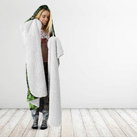 Vintage Tonga Tribal Ngatu Pattern Hooded Blanket With Pacific Floral Lime Green Art LT9 - Polynesian Pride